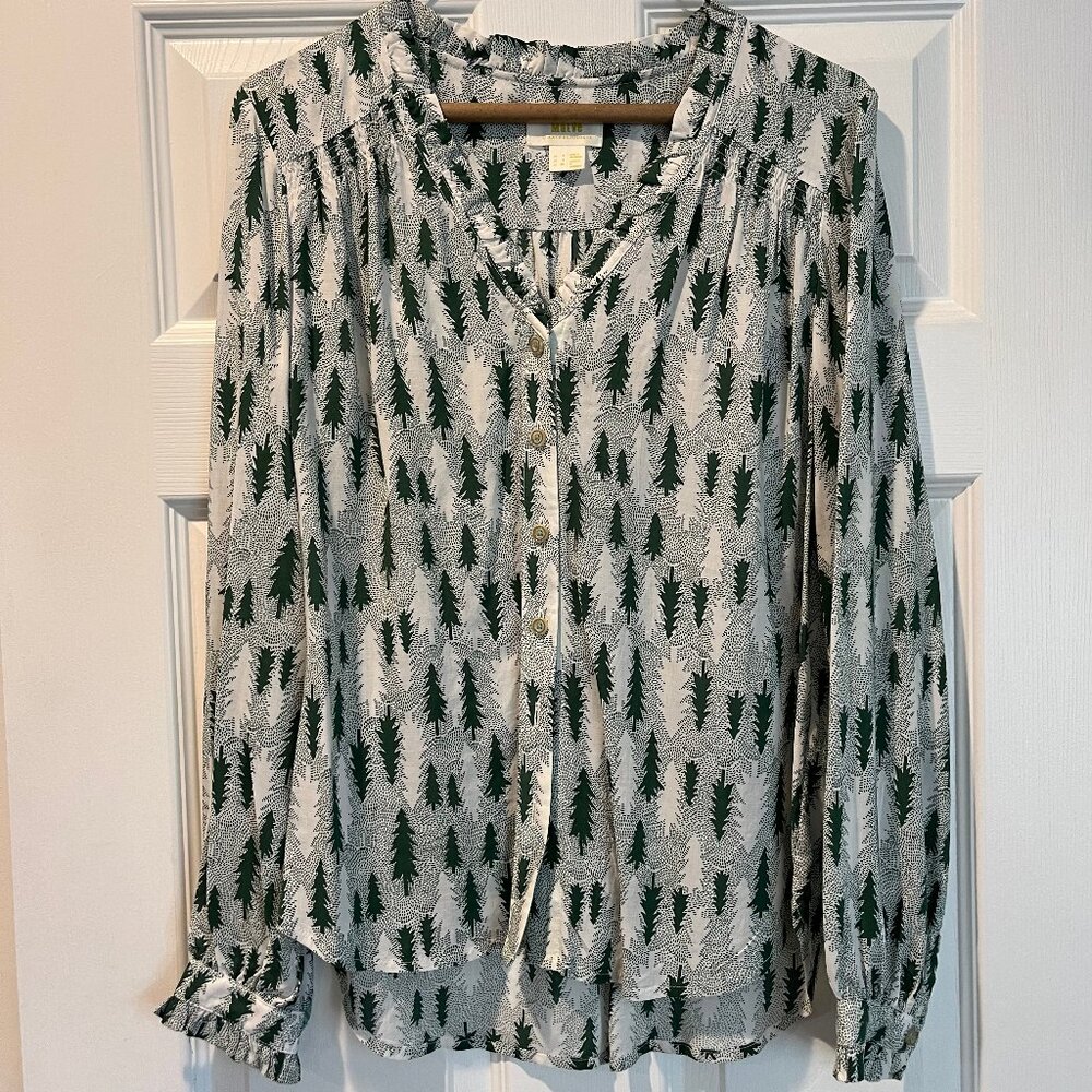 Maeve Long Sleeve Blouse Pine Tree Print - Size 4